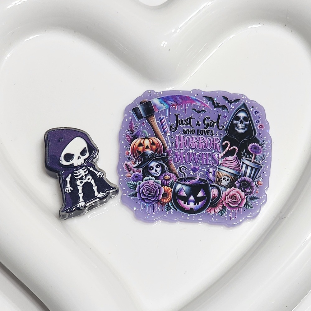 Horror Movies Flatback Focal Bead Badge Funny Beaded Pen Jewelry Grim Reaper